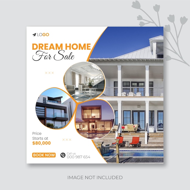 Real estate house social media post or Instagram post design vector template