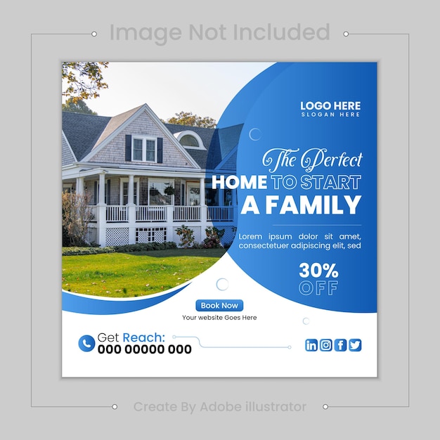 real estate house social media post or Instagram post or social media banner template