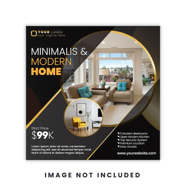 Real Estate House Social Media Post of Square Banner of Flyer Design