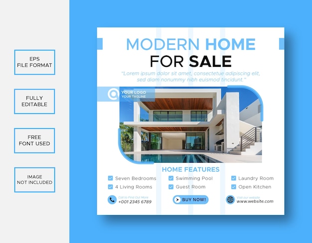 不動産会社のソーシャルメディアの投稿または正方形のバナーテンプレート