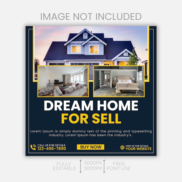 real estate house social media post or square banner template design