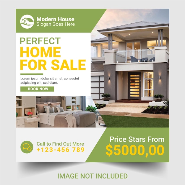 Vector real estate house social media post or square banner template premium vector