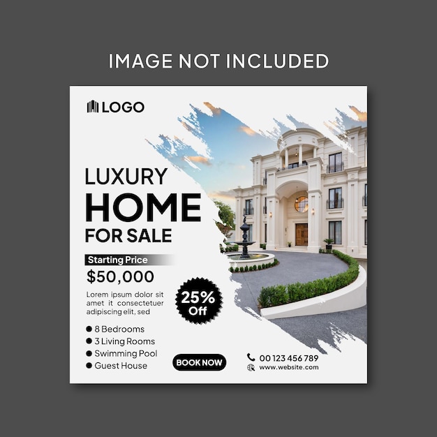 Real estate house social media post or square banner template premium vector