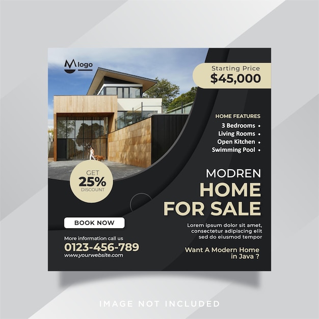 Real estate house social media post or square banner template