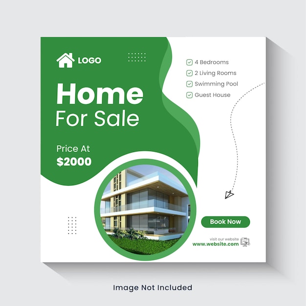 Real estate house social media post or square banner template