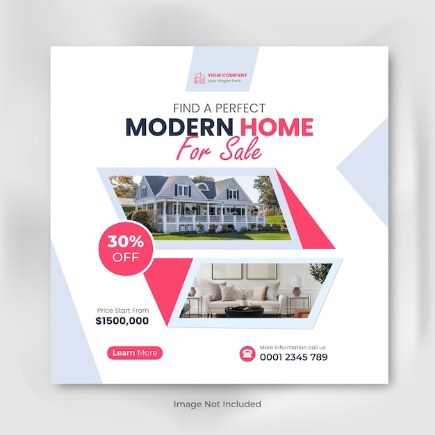 Real estate house social media post or square banner template