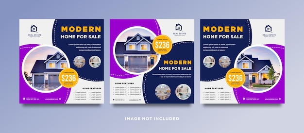 Real estate house social media post or square banner template