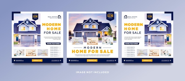 Real estate house social media post or square banner template