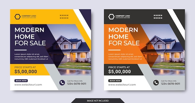 Real estate house social media post or square banner template