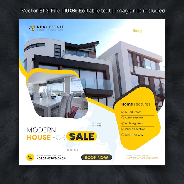 real estate house social media post square banner template