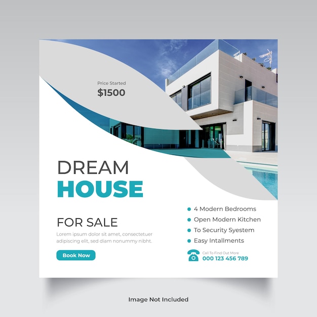 Real estate house social media post or square banner template