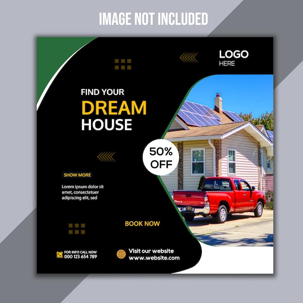 Real estate house social media post or square banner template