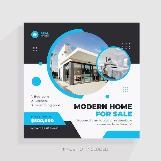 Real estate house social media post or square banner template