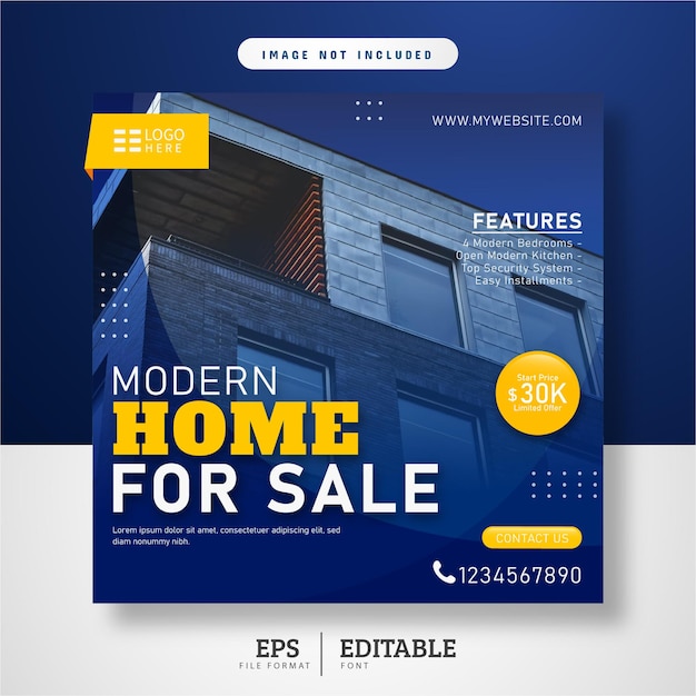 Real estate house social media post template design