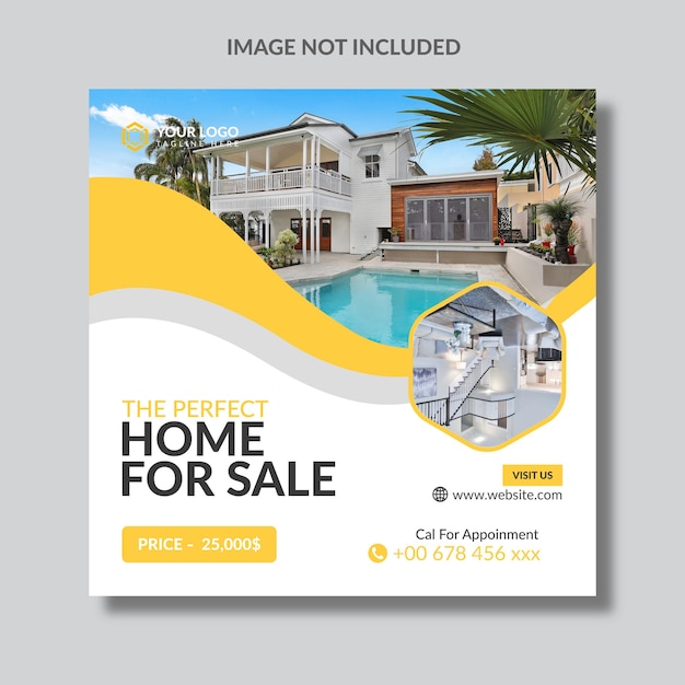 Real estate house social media post template in vector file