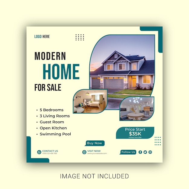 Vector real estate house social media post template