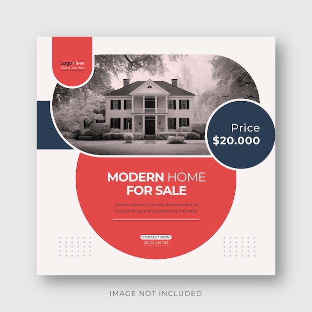 Real estate house square banner template