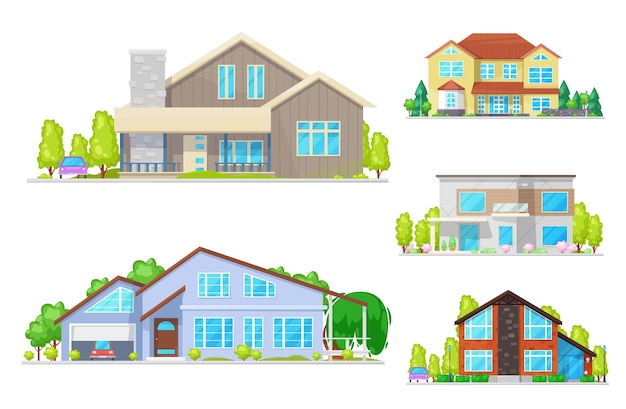 Real estate houses and villa building icons