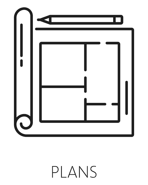 Vector real estate icon building plans line pictogram