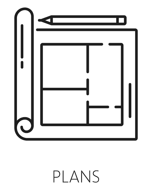 Вектор Пиктограмма плана строительства иконки недвижимости