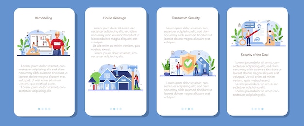Мобильное приложение для индустрии недвижимости, набор баннеров, реконструкция дома