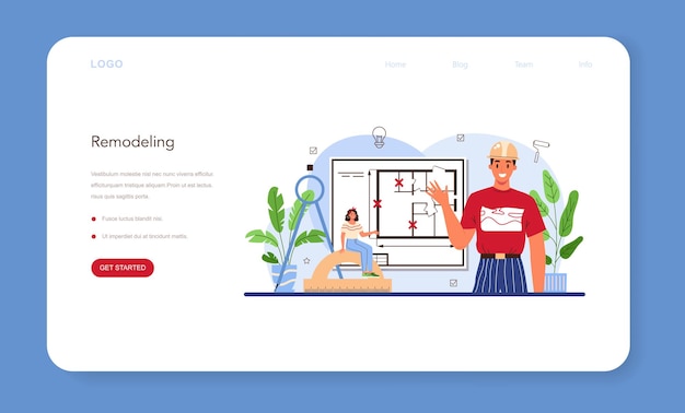 不動産業界のウェブバナーまたはランディングページの家の改造