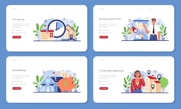 Веб-баннер или целевая страница индустрии недвижимости. квалифицированная недвижимость