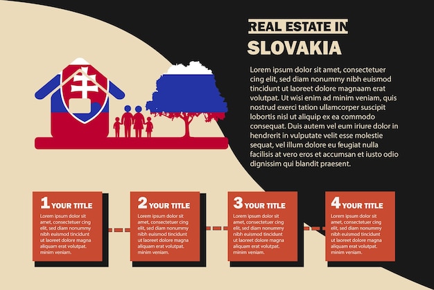 不動産インフォ グラフィック スロバキア フラグ住宅または投資のアイデアの家や財産を購入