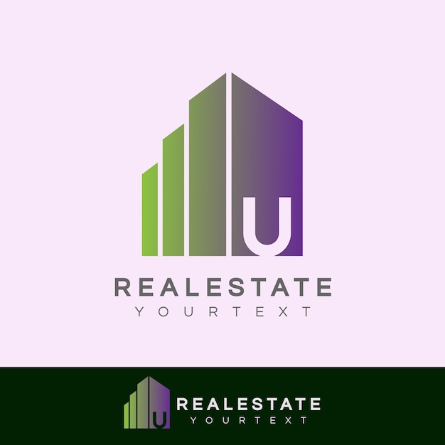 Real estate initial letter u logo design