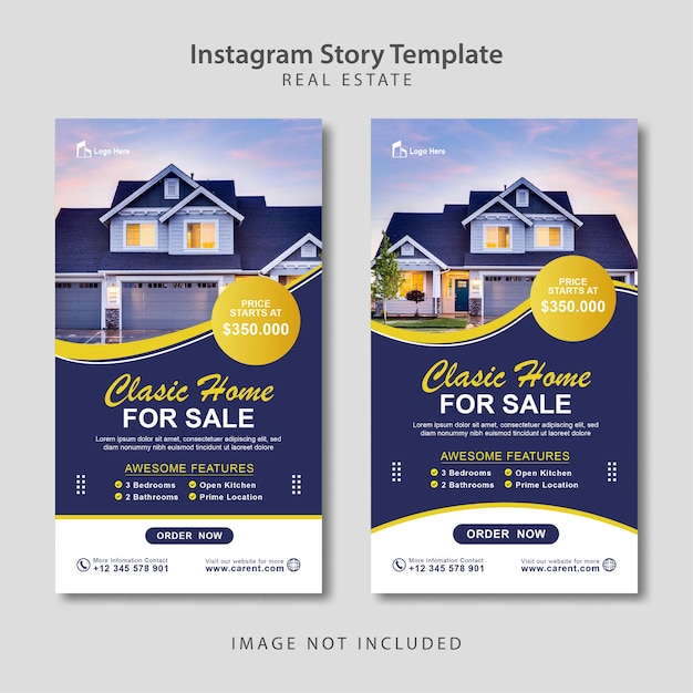 Vector real estate instagram facebook story banner template