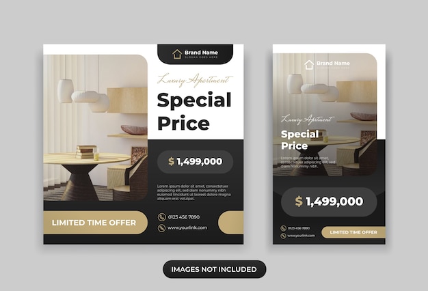 Vector real estate instagram post and story design template