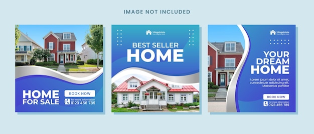 Vector real estate instagram post template