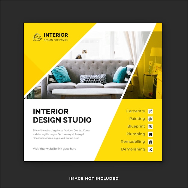 Vector real estate interior design service social media post