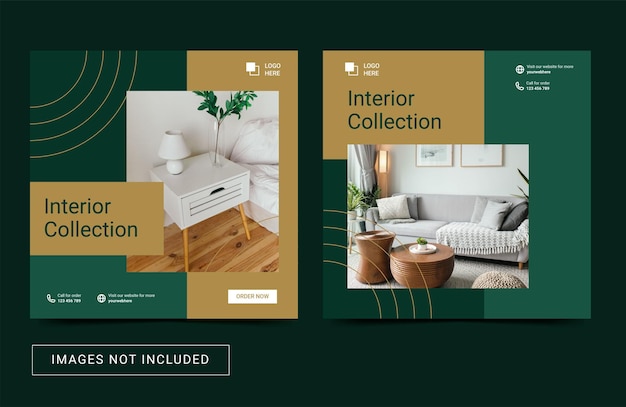 Real estate interior furniture social media template square flyer banner post minimal style