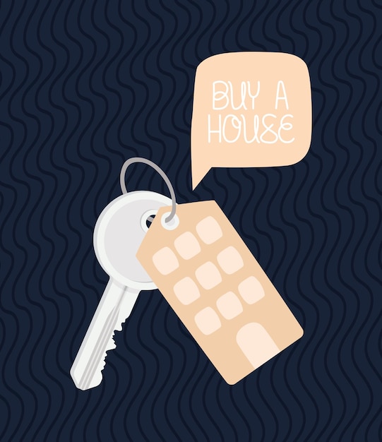 Vector real estate invitation with keychain