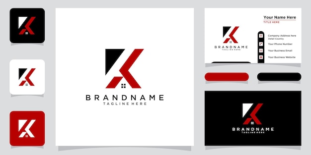 Real Estate K Letter Logo Template Illustratieontwerp en ontwerpsjabloon voor visitekaartjes Premium Vector