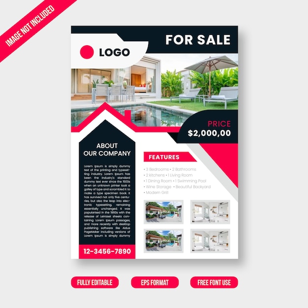 Real estate land building a4 flyer or poster template premium vector