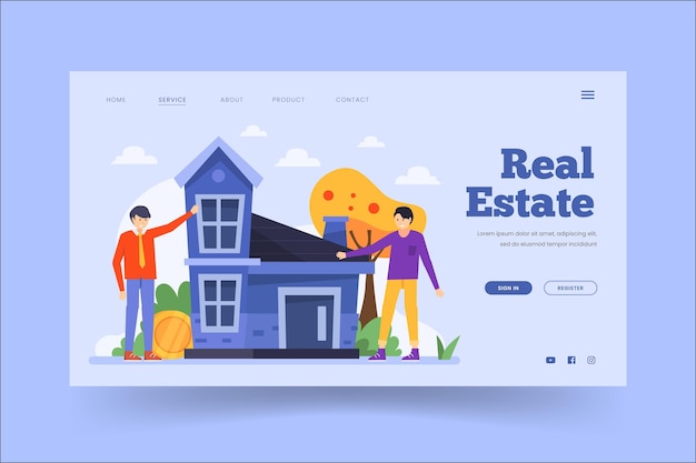 Vector real estate landing page template