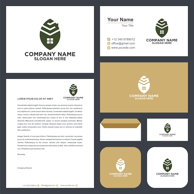 Real estate leaf logo and business card