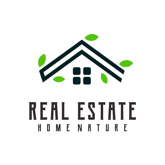 Vector real estate leaf logo line art