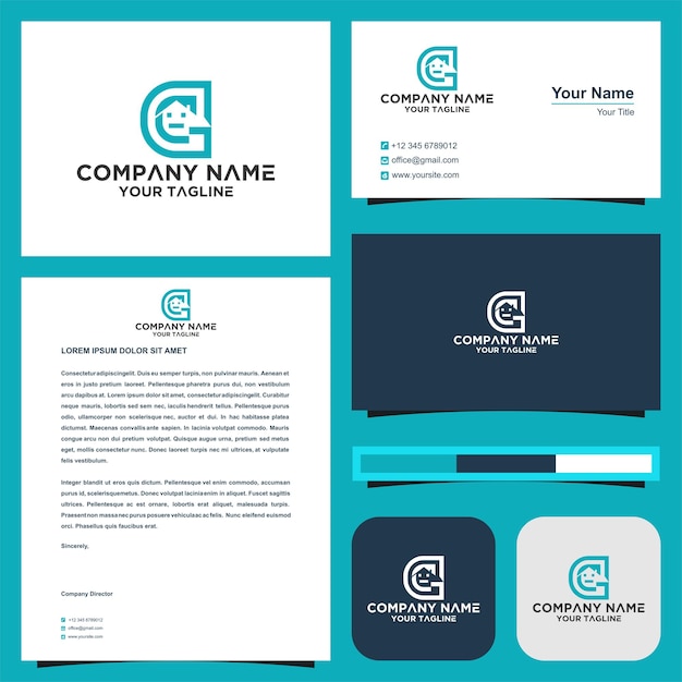 Real estate letter c logo and business card