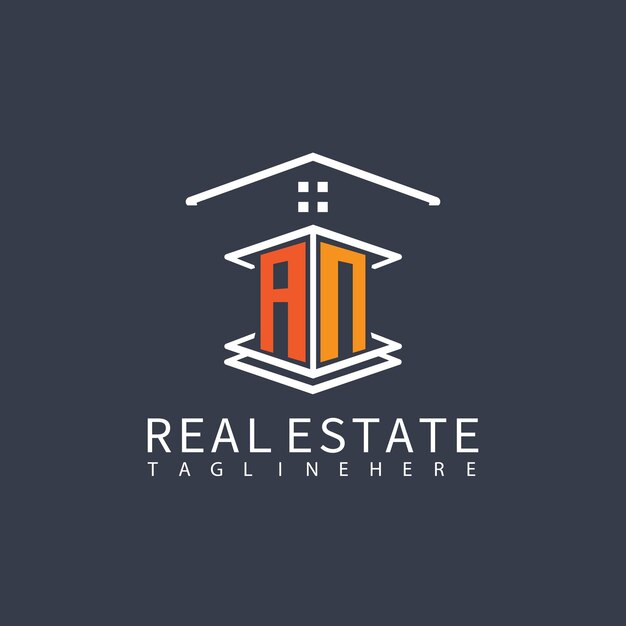 AN Real Estate Letter Monogram Vector Logo Home Or Building Shape All Logo