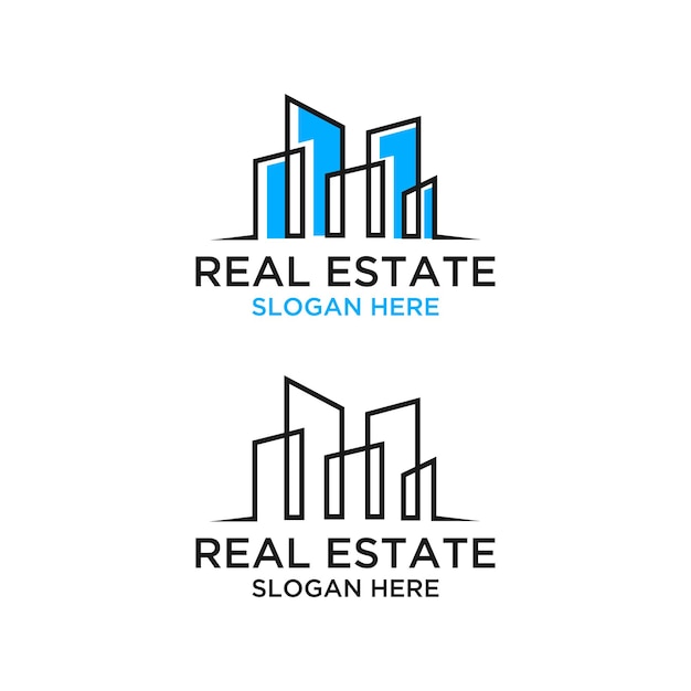 Real estate line art logo pack
