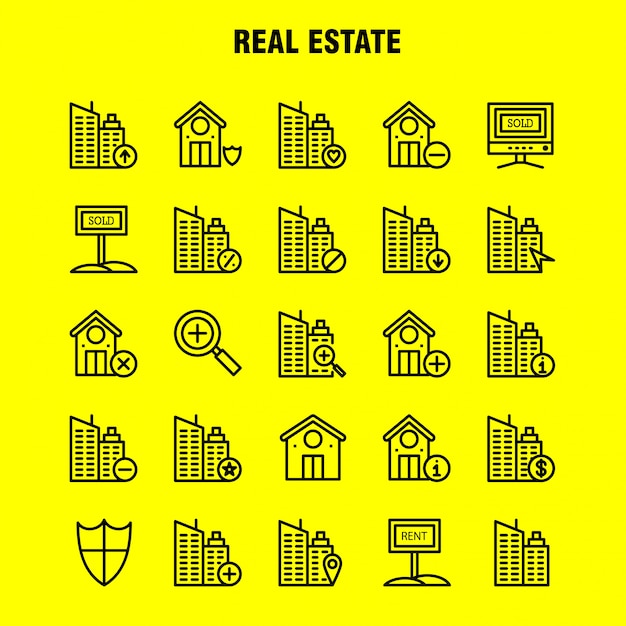 Real estate line icon pack