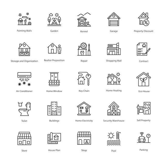 Real Estate Line Icons Set