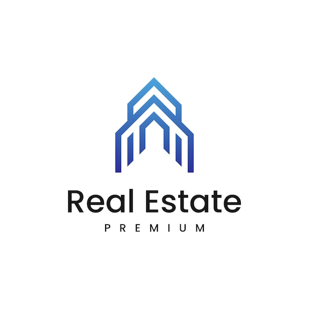 real estate line logo design illustration