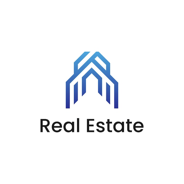 real estate line logo design illustration