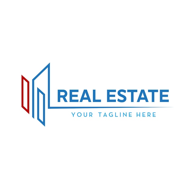 Vettore real estate logo design line art style