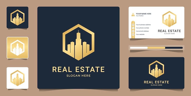 Real estate logo design with building