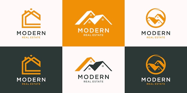 Design del logo immobiliare con un concetto creativo vettore premium